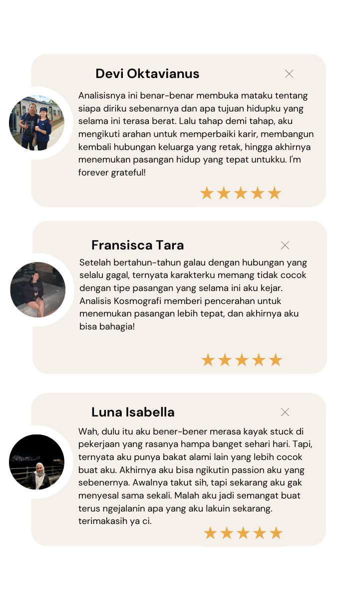 Contoh testimonial klien Kosmografi Natalie Lau